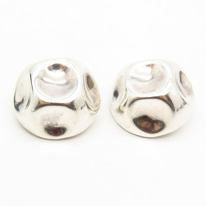 925 Sterling Silver Vintage Mexico Concave Design Hollow Clip On Earrings