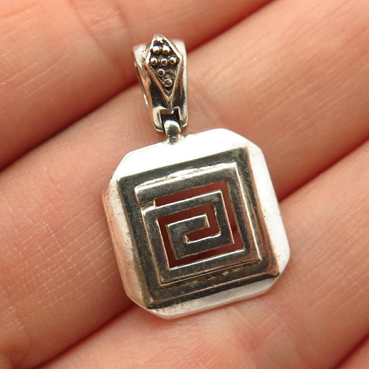 925 Sterling Silver Maze Design Square Shape Pendant