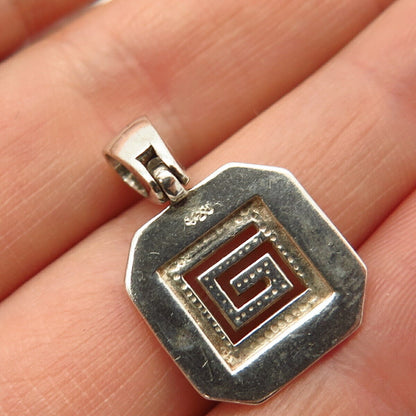 925 Sterling Silver Maze Design Square Shape Pendant