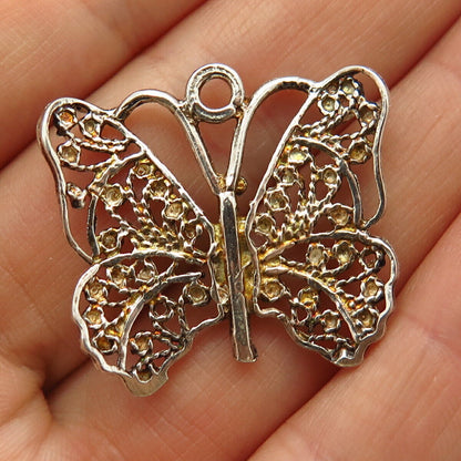 925 Sterling Silver Filigree Butterfly Design Pendant