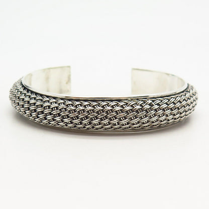 925 Sterling Silver Woven Design Cuff Bracelet 7 1/4"