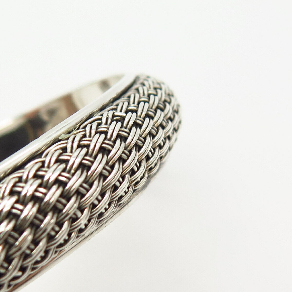 925 Sterling Silver Woven Design Cuff Bracelet 7 1/4"