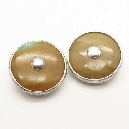 925 Sterling Silver Vintage Asia Real Jasper Gem Clip On Earrings