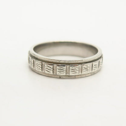 925 Sterling Silver Ribbed Design Rotating Band Ring Size 7