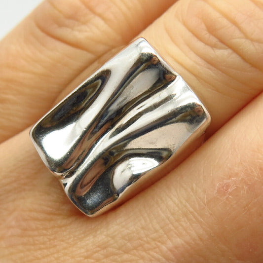 925 Sterling Silver Vintage J. Esposito Wrinkled Design Wide Ring Size 6