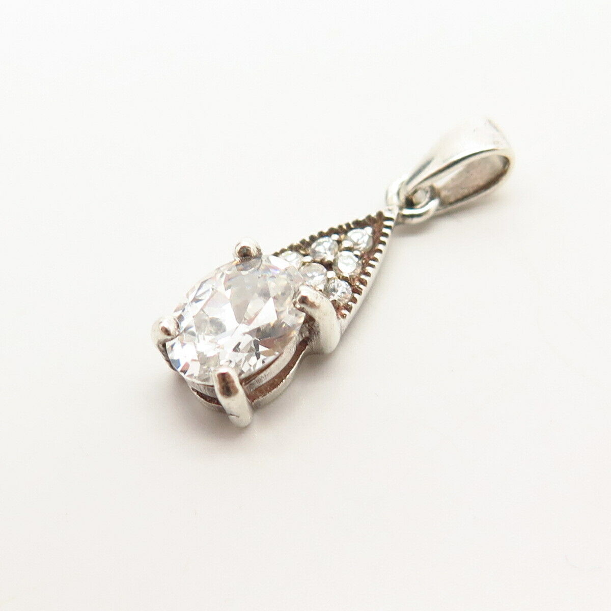 925 Sterling Silver C Z Drop Design Pendant