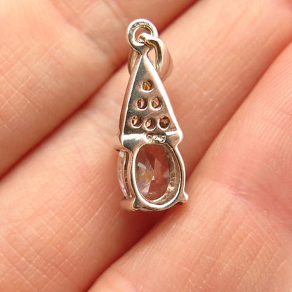 925 Sterling Silver C Z Drop Design Pendant