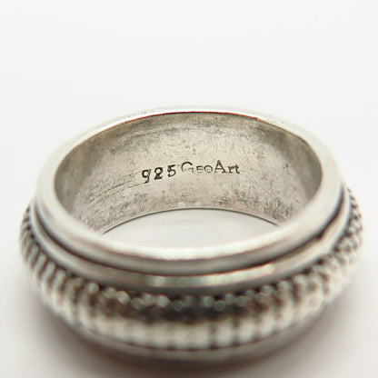 925 Sterling Silver GeoArt Cynthia Gale Ribbed Rotating Band Ring Size 5 3/4