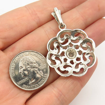 835 Silver Vintage Swirl Floral Design Pendant