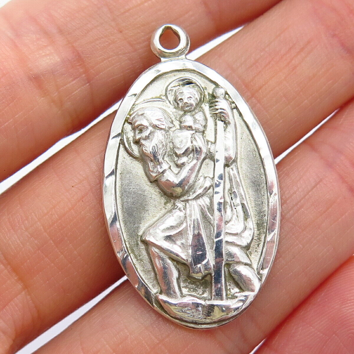 925 Sterling Silver Vintage St. Christopher Patron of Travelers Charm Pendant