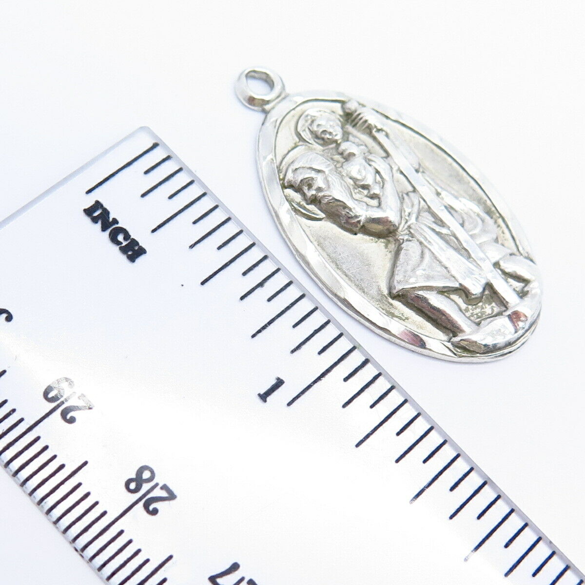 925 Sterling Silver Vintage St. Christopher Patron of Travelers Charm Pendant