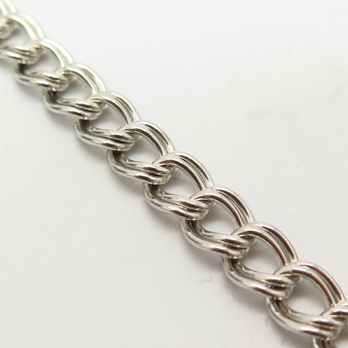 925 Sterling Silver Italy Double Cable Link Bracelet 6.5"