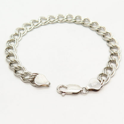 925 Sterling Silver Italy Double Cable Link Bracelet 6.5"