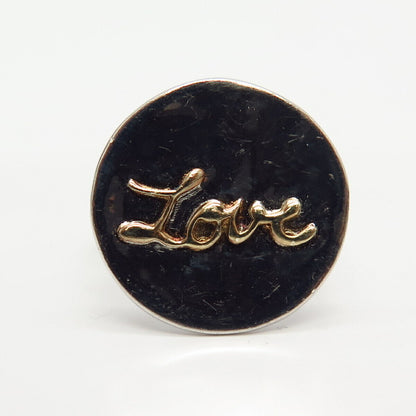 925 Sterling Silver 2-Tone "Love" Signet Ring Size 8 1/4