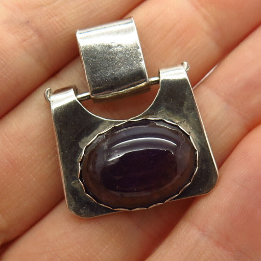 925 Sterling Silver Real Amethyst Gemstone Pendant