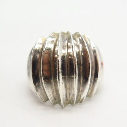 925 Sterling Silver Vintage Ribbed Design Ring Size 5 1/4