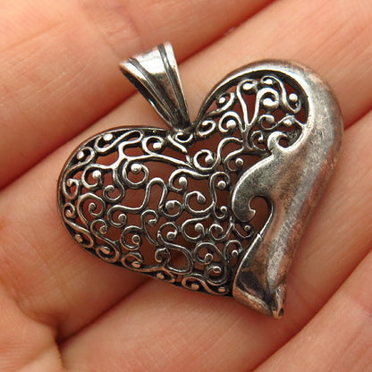 925 Sterling Silver Swirl Heart Design Pendant