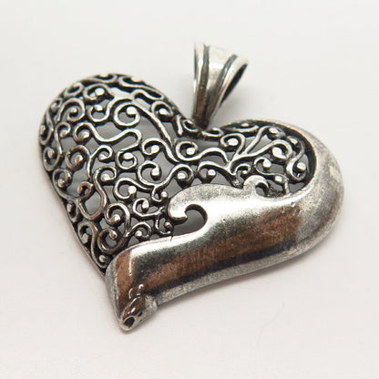 925 Sterling Silver Swirl Heart Design Pendant