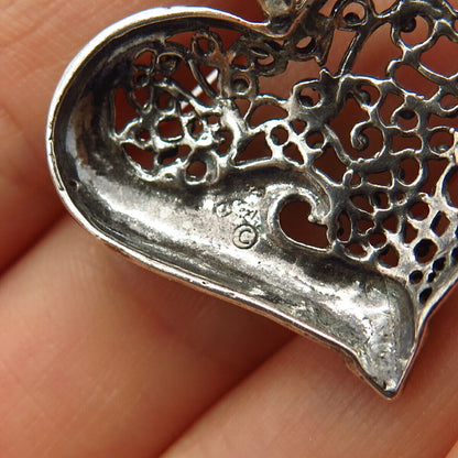 925 Sterling Silver Swirl Heart Design Pendant