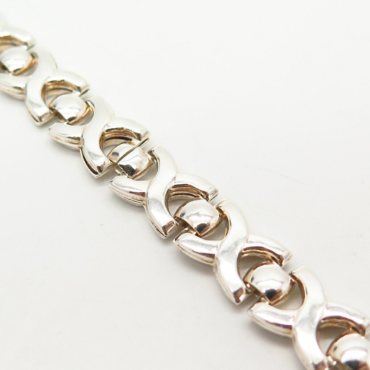 925 Sterling Silver Italy "XO" Link Bracelet 6.5"