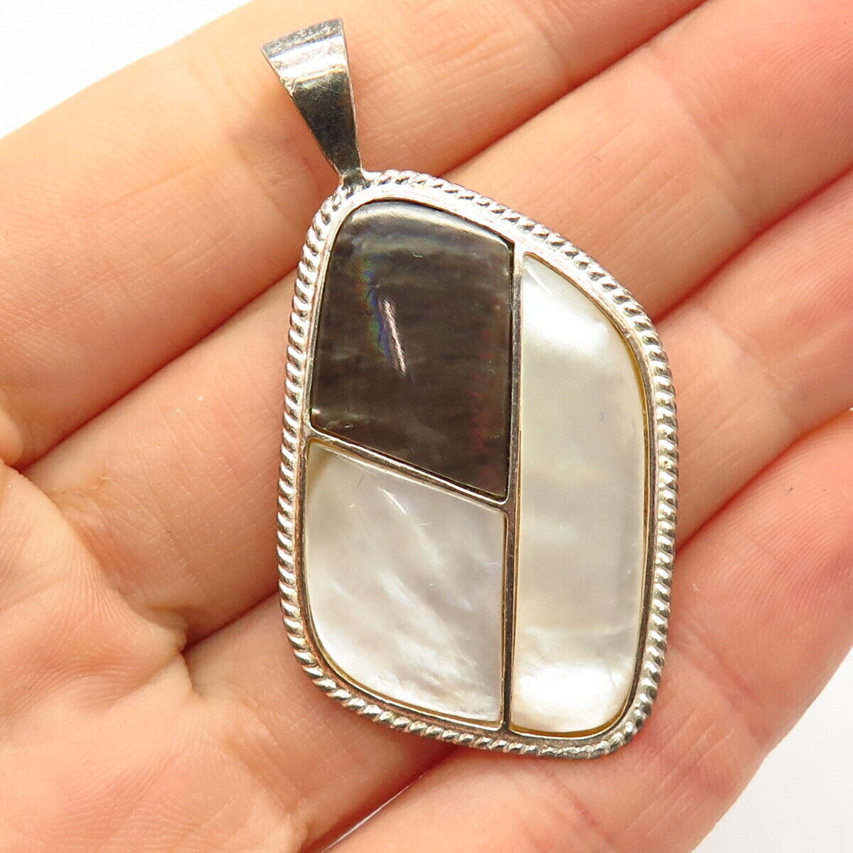 925 Sterling Silver Real Mother-of-Pearl Pendant