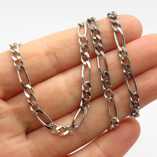 925 Sterling Silver Italy Figaro Chain Necklace 20"