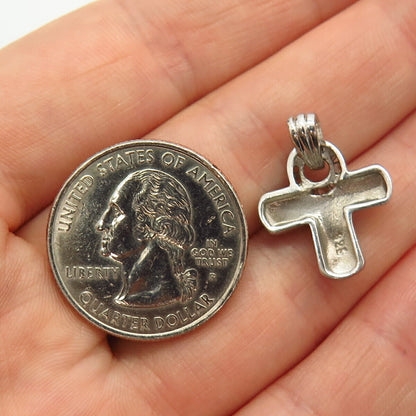 925 Sterling Silver C Z Puffy Cross Pendant