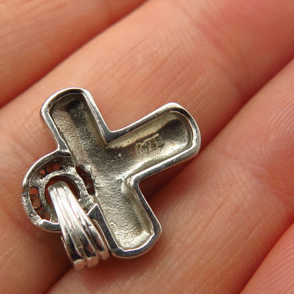 925 Sterling Silver C Z Puffy Cross Pendant