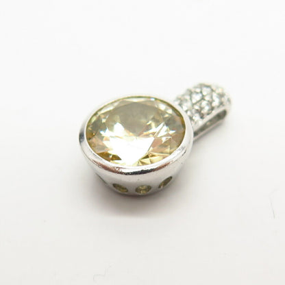 925 Sterling Silver White & Citrine-Tone C Z Pendant