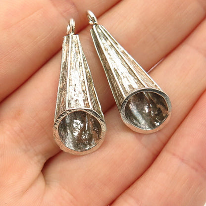 925 Sterling Silver Cone Design Jacket Earrings