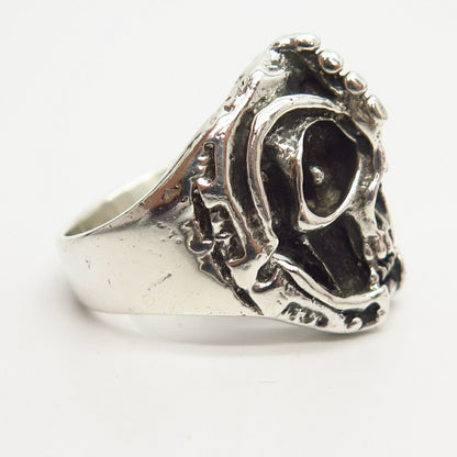 925 Sterling Silver Skull Design Biker Men's Ring Size 10 1/4