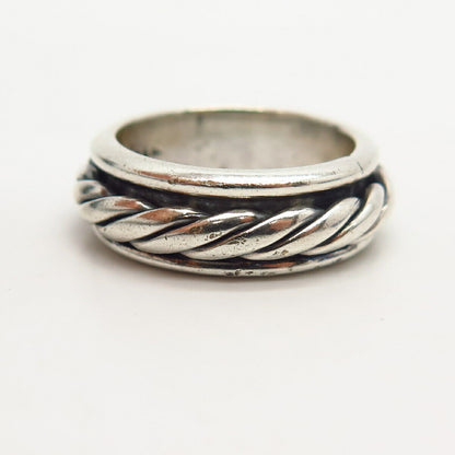 925 Sterling Silver Vintage Mexico Braiding Design Rotating Band Ring Size 7.5