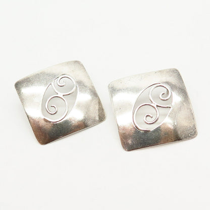 925 Sterling Silver Swirl Design Square Shape Cufflinks