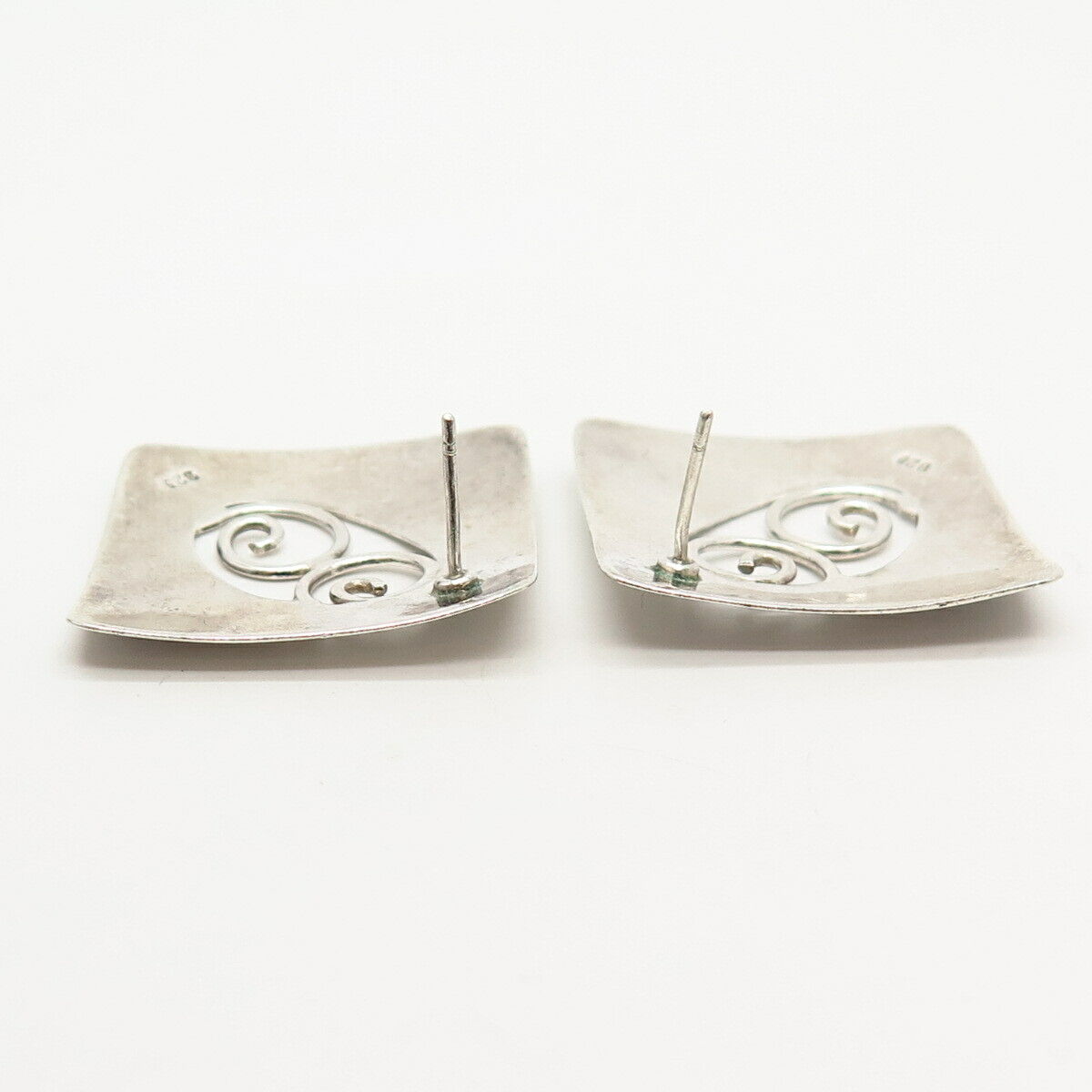 925 Sterling Silver Swirl Design Square Shape Cufflinks