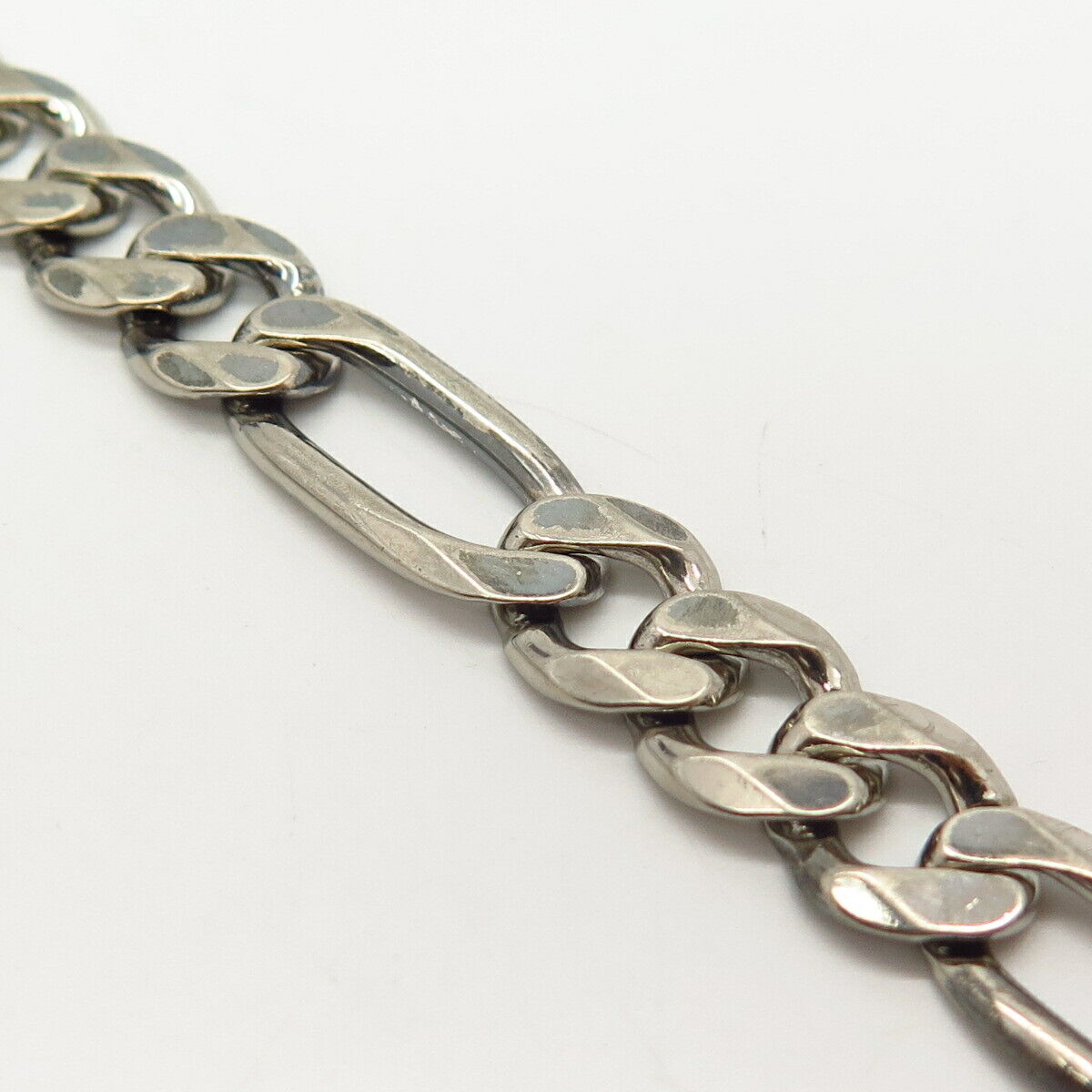 925 Sterling Silver Italy Figaro Link Bracelet 8 3/4"