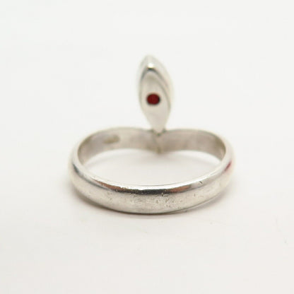 925 Sterling Silver Real Red Garnet Gemstone Ring Size 7 3/4