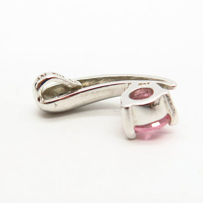 925 Sterling Silver Pink C Z Slide Pendant