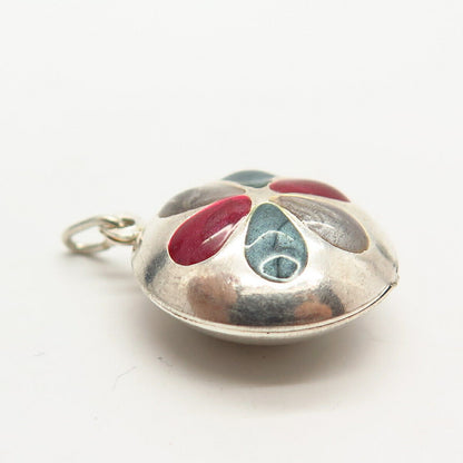 925 Sterling Silver Multi-Color Enamel Hollow Charm Pendant