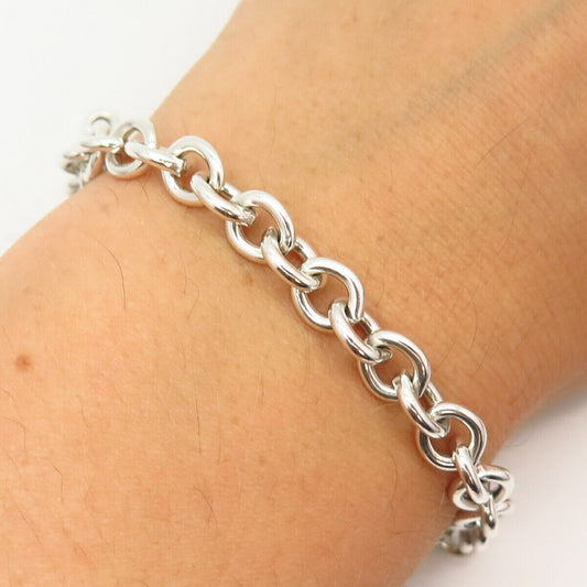 925 Sterling Silver Cable Link Bracelet 7"