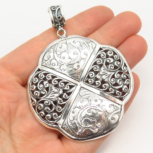 925 Sterling Silver Cutout Ornate Design Large Pendant