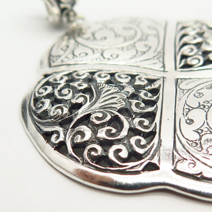 925 Sterling Silver Cutout Ornate Design Large Pendant