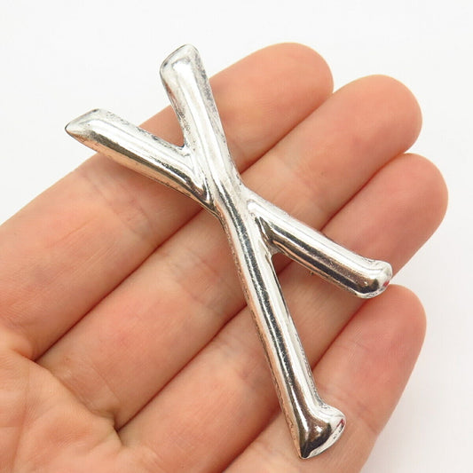 925 Sterling Silver Vintage Mexico Letter "X" Initial Pin Brooch / Slide Pendant