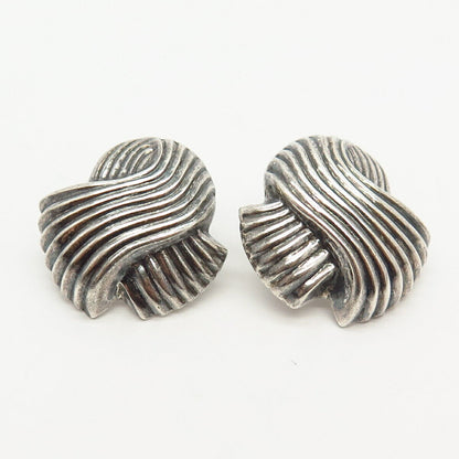 925 Sterling Silver Textured Design Hollow Earrings