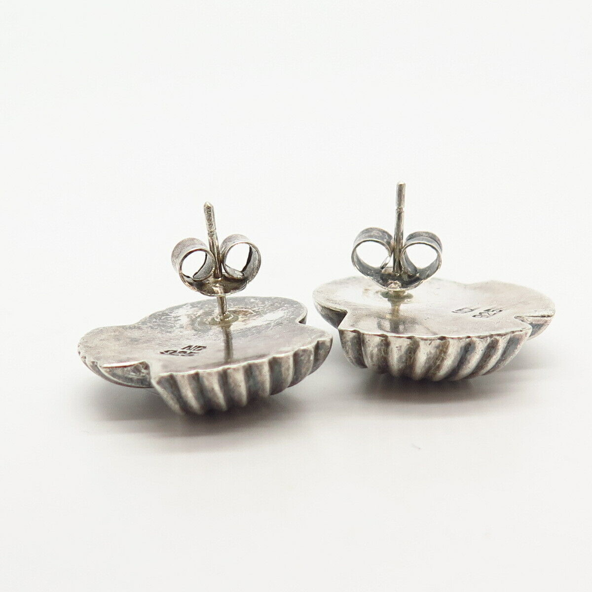 925 Sterling Silver Textured Design Hollow Earrings