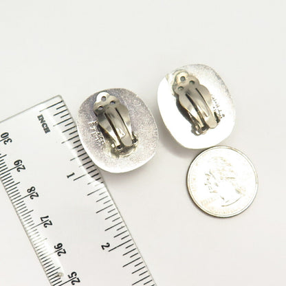 925 Sterling Silver Vintage Mexico Hollow Clip On Earrings