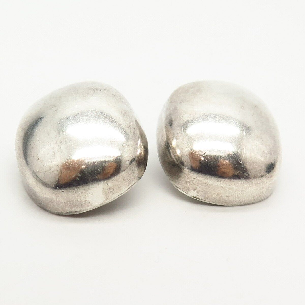 925 Sterling Silver Vintage Mexico Hollow Clip On Earrings