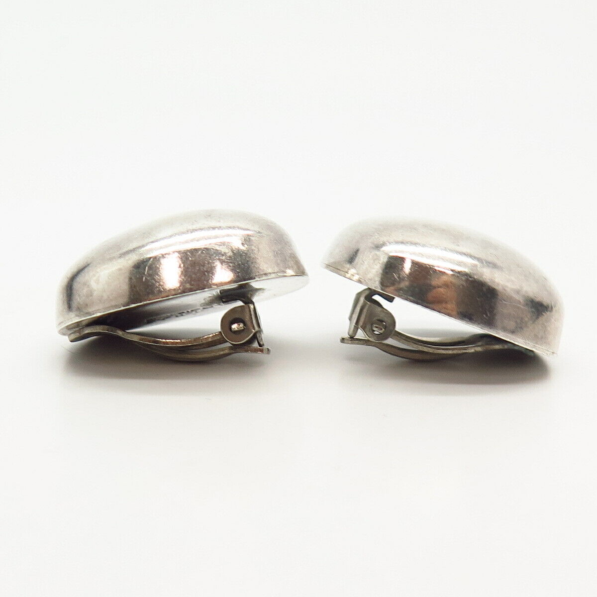 925 Sterling Silver Vintage Mexico Hollow Clip On Earrings