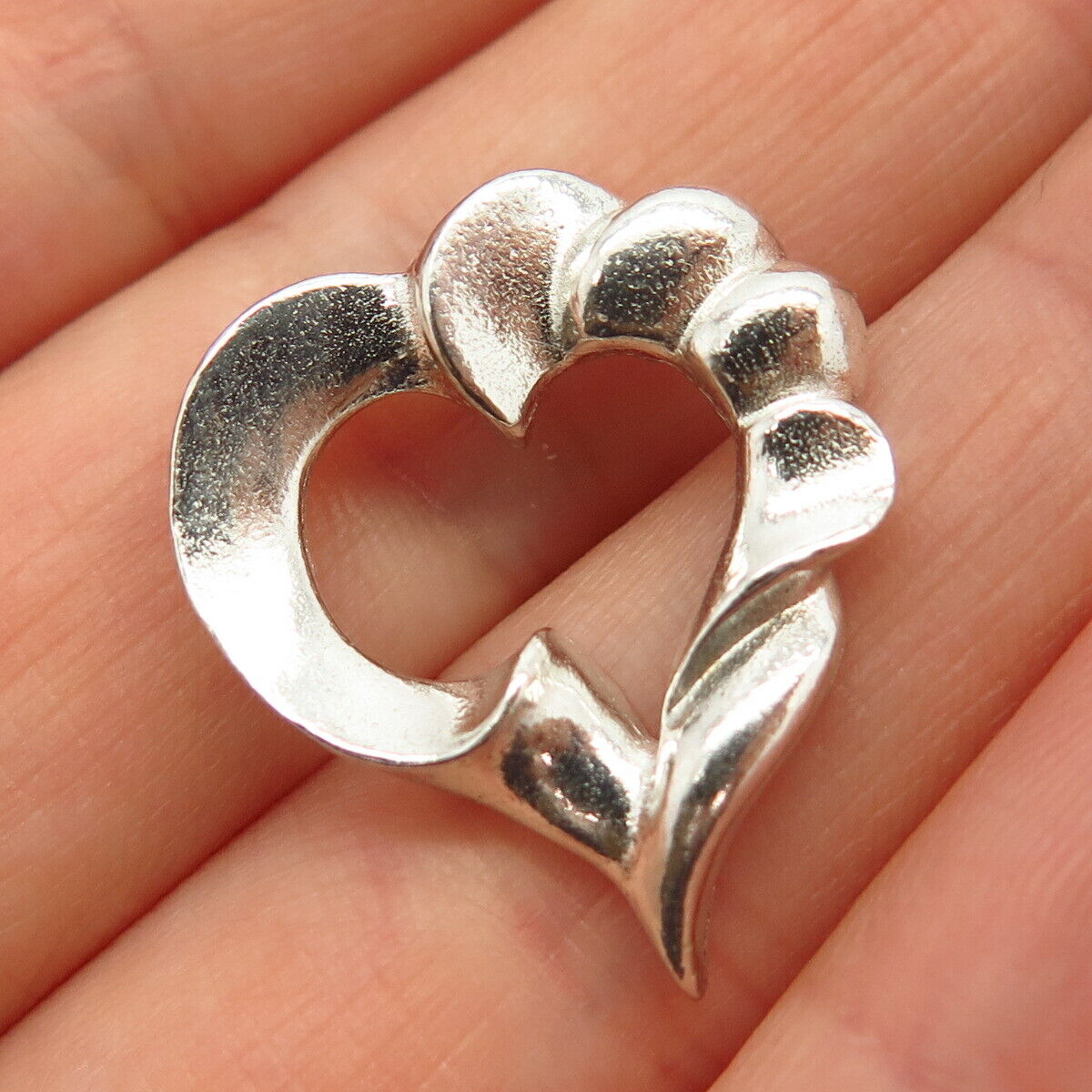 925 Sterling Silver Open Heart Design Slide Pendant