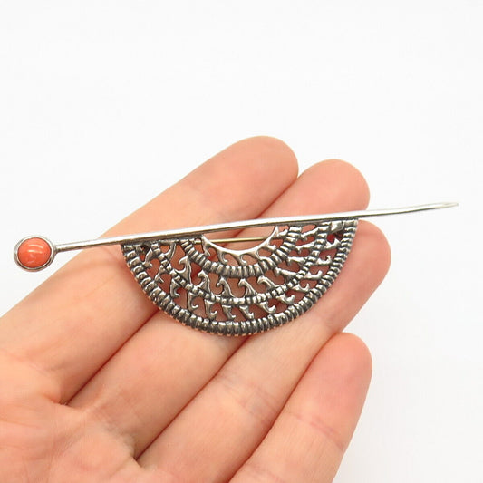 925 Sterling Silver Spiny Oyster Shell Tribal Pattern Lapel Pin