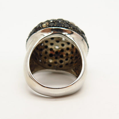 925 Sterling Silver White & Black C Z Ring Size 9